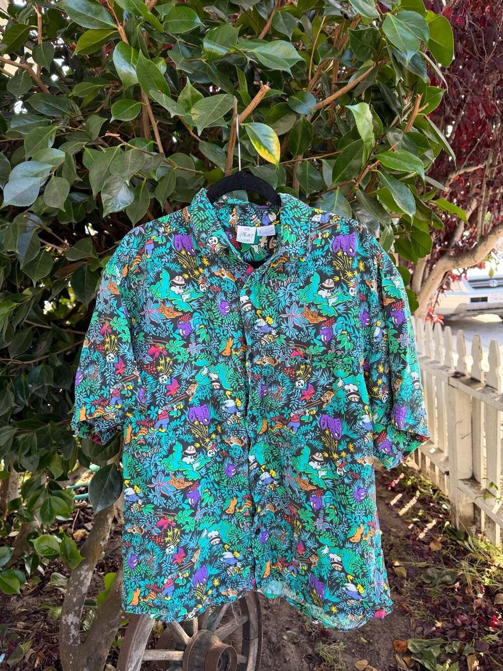 Vintage The Disney Store Mickey & Friends Silk Jungle Safari Button-Down Shirt